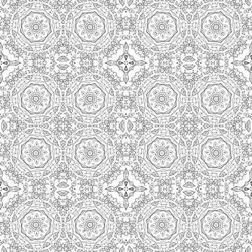 Seamless outline floral pattern Stock Illustration