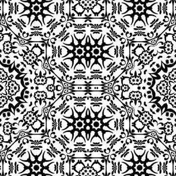 Seamless Outline Floral Pattern Stock Illustration