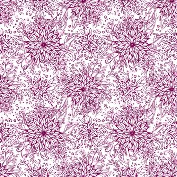 Seamless Outline Floral Pattern Stock Illustration