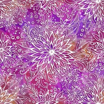 Seamless Outline Floral Pattern Stock Illustration