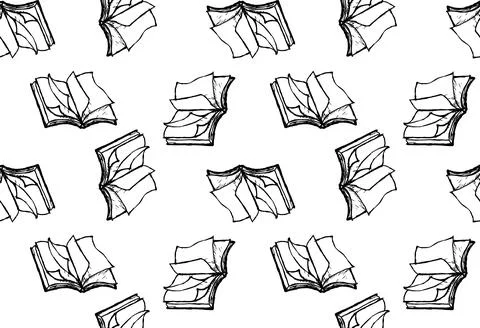 Seamless outline open books pattern Illustrazione stock