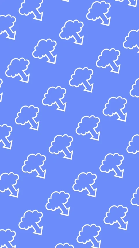 Seamless outline pattern of cloud download icons on a blue background animation Stock Footage 333498214
