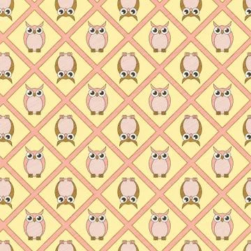 Seamless Owl Background Pink イラスト素材