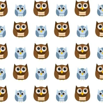 Seamless owl pattern Stock Illustration