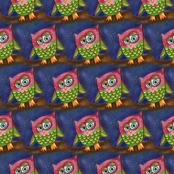 Seamless Owl Wallpaper Pattern Stock-Illustration