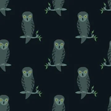 Seamless owls pattern Stock Illustration