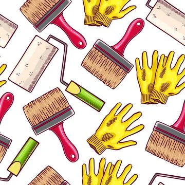 Seamless painter working tools Stockillustratie