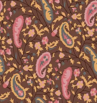 Seamless paisley design pattern background Stock Illustration
