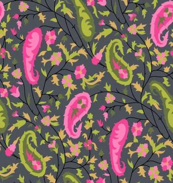 Seamless paisley design pattern background Stock Illustration