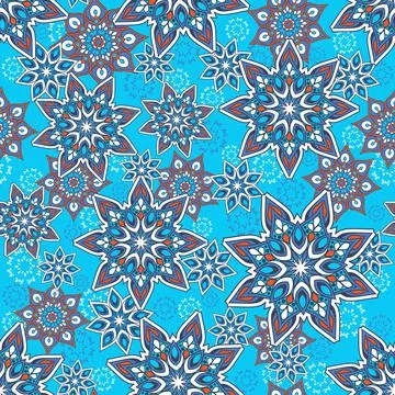 Seamless paisley mandala pattern with folk geometric flowers. Illustrazione stock