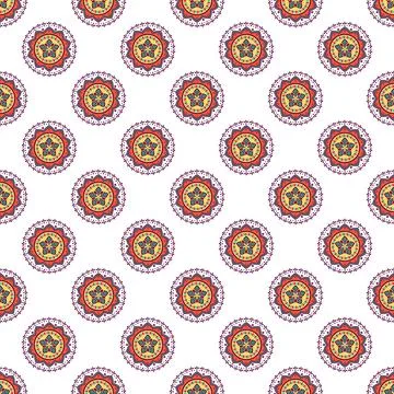 Seamless paisley patchwork pattern on white background. Stock Illustration