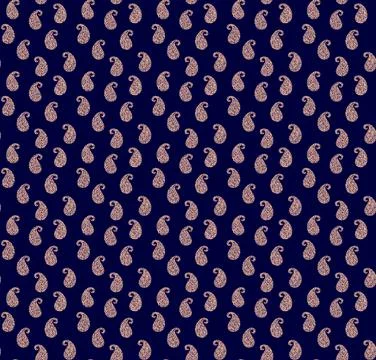Seamless paisley pattern with beige teardrop-shaped elements in the dark blue Illustrazione stock