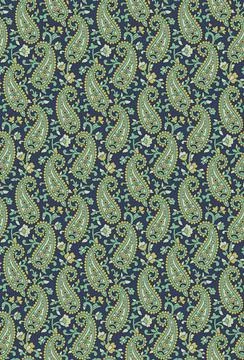 Seamless paisley pattern with teardrop-shaped elements in green tones Stock Illustration