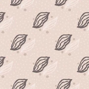 Seamless pale pattern with contoured leafs. Hand drawn botanic ornament in wh 스톡 일러스트