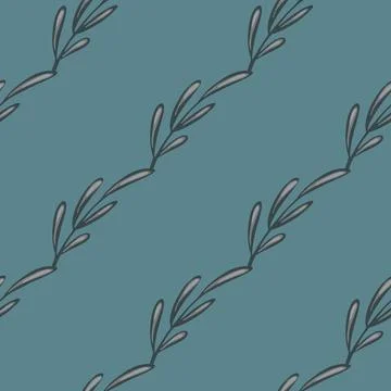 Seamless pale pattern with diagonal floral doodle branches elements print. Pa 스톡 일러스트