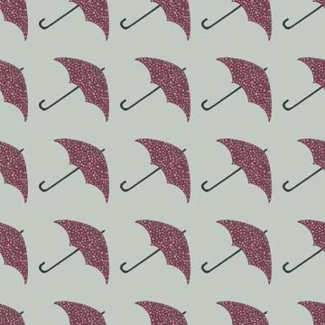 Seamless pale pattern with maroon dotted umbrella shapes. Simple season print Illustrazione stock