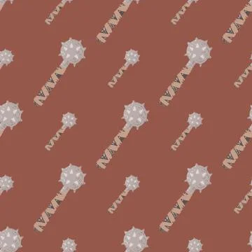 Seamless pale pattern with scandi war mace print. Flail medieval elements wit Stock Illustration