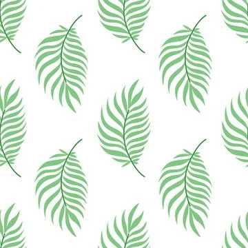Seamless palm leaf pattern in fresh green colors for tropical summer projects Stock Illustration