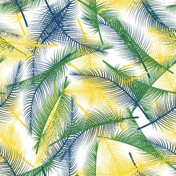 Seamless palm tree leave pattern Stock Illustration