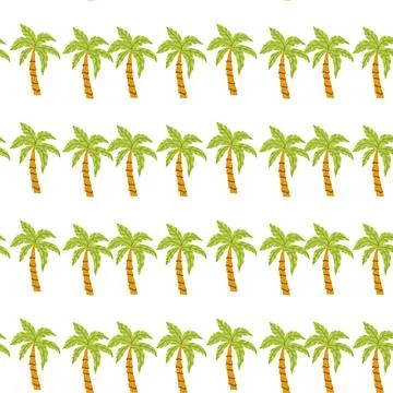Seamless palm tree pattern on white background with repeating tropical design Illustrazione stock