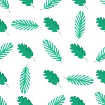 Seamless palm twigs pattern on white background for web design Stock Illustration