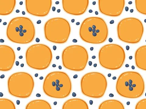 Seamless Pancake pattern. American Breakfast dish. Breakfast snacks. Vector Stock Illustration