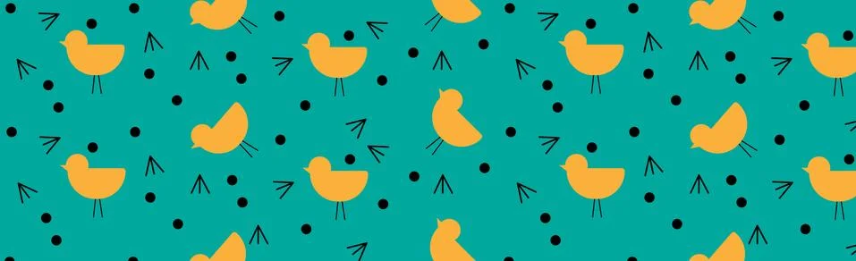 Seamless panoramic pattern, many abstract birds - Vector Stock Illustration