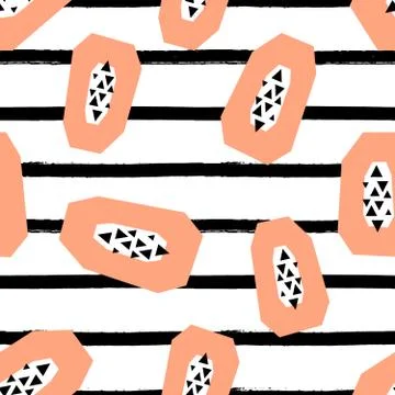 Seamless Papaya Pattern Illustrazione stock