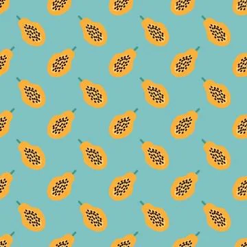 Seamless papaya pattern Stock Illustration
