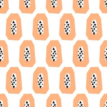 Seamless Papayas Pattern Stock Illustration
