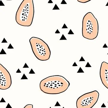 Seamless Papayas Pattern Stock Illustration