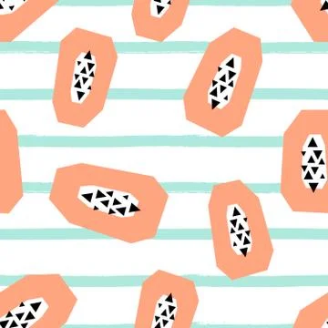 Seamless Papayas Pattern Illustrazione stock