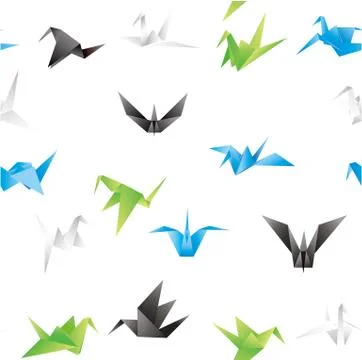 Seamless paper bird background Stock Illustration