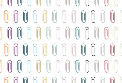Seamless paper clip pattern with colorful stationery icons 库存插图