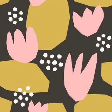 Seamless Paper Cut Floral Pattern Stock Illustration