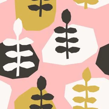 Seamless Paper Cut Floral Pattern Stock-Illustration