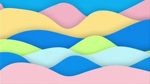 Seamless Paper Cut Style Motion Graphics Abstract Pastel Wave Background Stock Footage 318426163