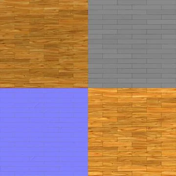 Seamless parquet texture bump map diffuse map and normal map for 3d render... Stock Photos