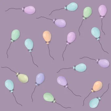 Seamless party balloon pattern on violet. Seamless background Stock Illustration