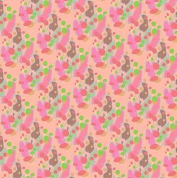 Seamless Pastel Abstract Pattern With Organic Shapes And Playful Pink Coral.. Illustrazione stock