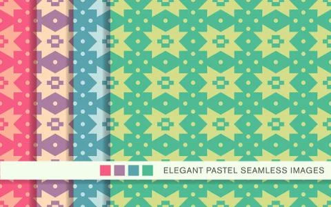 Seamless pastel background set Geometry Cross Square Check Dot Stock Illustration