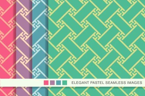 Seamless pastel background set Polygon Spiral Vortex Cross Tracery Frame Stock Illustration