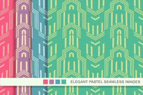 Seamless pastel background set Polygon Geometry Arrow Cross Frame Illustrazione stock
