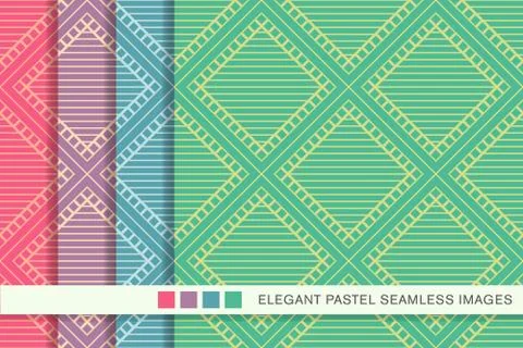 Seamless pastel background set Square Check Cross Frame Line Stock Illustration