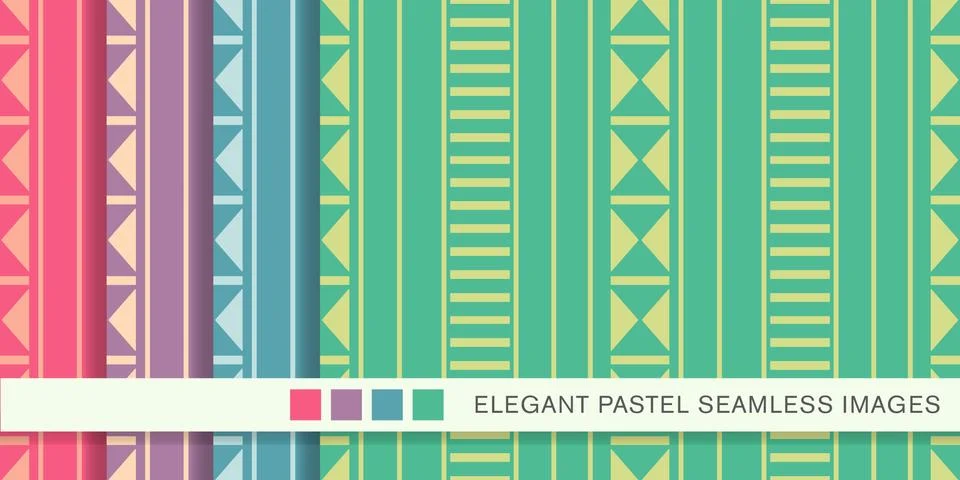 Seamless pastel background set triangle geometry line Stock Illustration