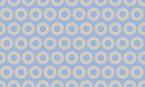 Seamless pastel blue pattern with delicate cream rope circles.  Perfect for t Stock Illustration