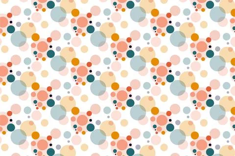 Seamless Pastel Circle Pattern Background With Retro Polka Dots And Overlap.. 库存插图