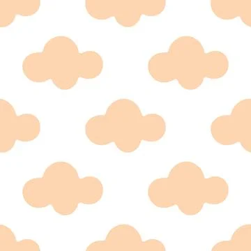 Seamless pastel cloud pattern on white background Stock Illustration