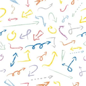 Seamless Pastel Color Pattern, Crayon Arrow for Background, Wrapping Paper,.. Stock Illustration