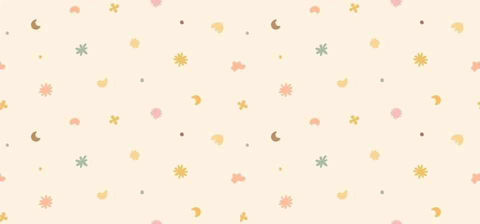 Seamless pastel colored vector pattern of abstract doodle hand drawn organic Stock Illustration